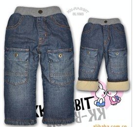 Packet mail, children's clothing brand, thickening lamb flocking children jeans wholesale (5 PCS/Lot)