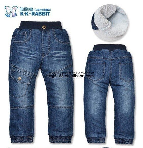Packet mail, children's clothing brand, thickening lamb flocking children jeans wholesale (for 90-120-CM 5 PCS/Lot)