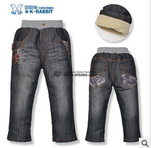 Packet mail, children's clothing brand, thickening lamb flocking children jeans wholesale (for 90-120-CM 5 PCS/Lot)