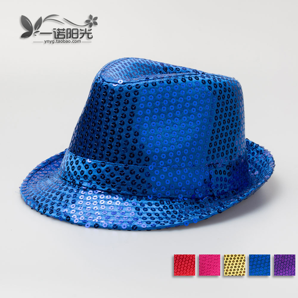 Paillette fedoras sequin hat british style performance cap jazz hat hip-hop
