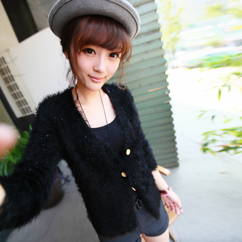 Paillette velvet knitted outerwear