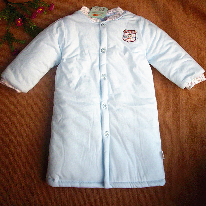 Pajamas 3 child baby robe thickening sleeping bag pure 100% cotton newborn clothes autumn and winter
