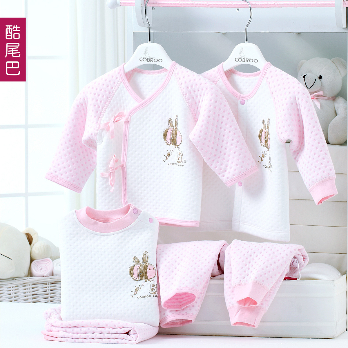 Pajamas Child newborn thickening thermal clothes sleep set male child long johns autumn and winter