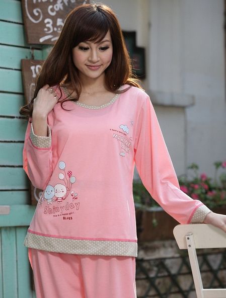 Pajamas Loungewear Spring Autumn New Arrival Women Cartoon Pure Cotton Long Sleeve Pants Casual Suit Free Shipping QYF028