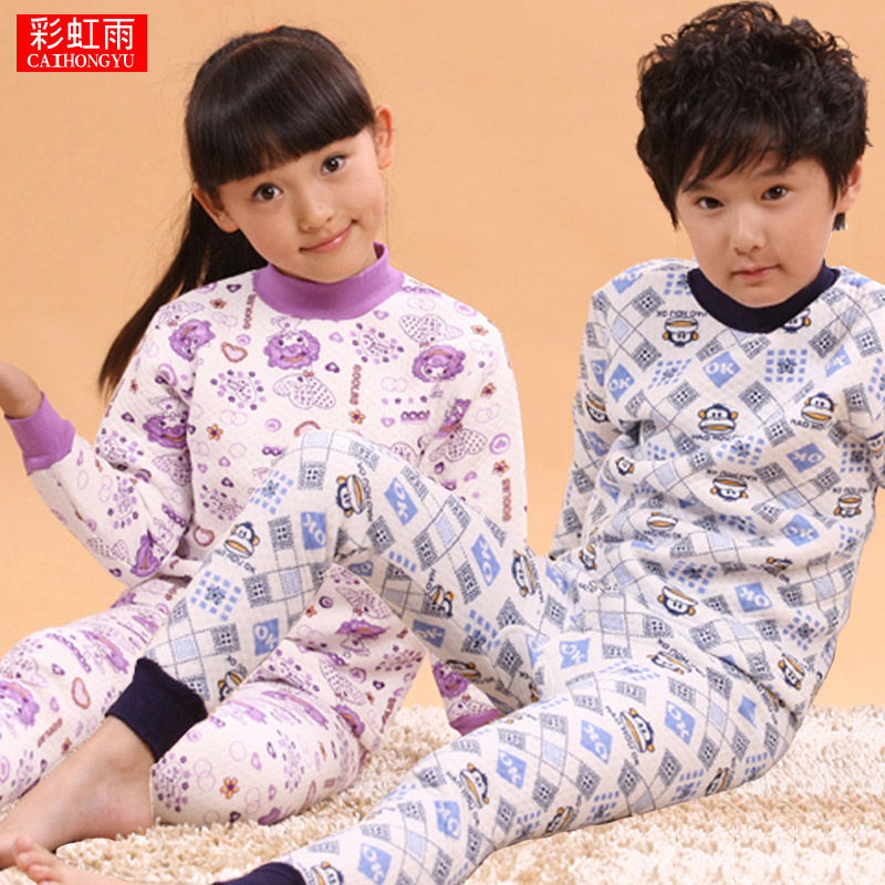 Pajamas Winter 2013 Child thermal underwear set thickening male child female child set 100% cotton baby sleepwear