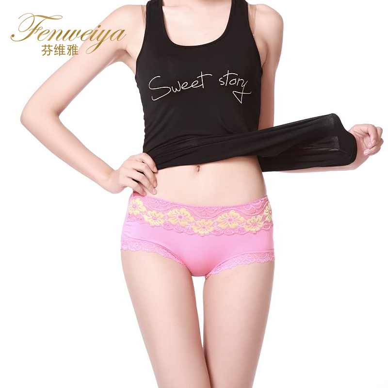 Panties female lace decoration thin mid waist comfortable breathable mid waist trigonometric sexy 8819