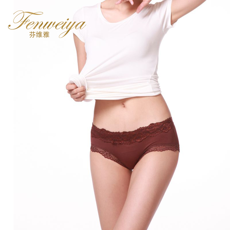 Panties female sexy lace comfortable breathable mid waist trigonometric wei ya panties 5 2809a