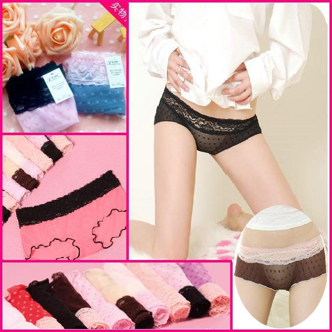 Panties-Free shipping Women's Sexy Bud silk type transparent carry buttock briefs Underwear Gauze underwear Variety of color
