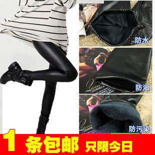 Pants female faux leather pants thickening within the brushed beaver velvet bamboo charcoal autumn and winter thermal winter