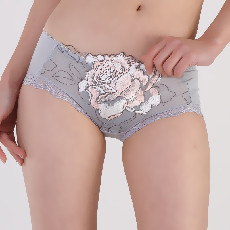 panty modal cotton bamboo charcoal fiber embroidery lace sexy seamless trigonometric panties