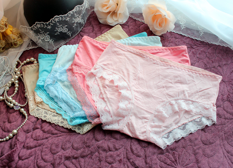 Panty sexy solid color lace briefs Modal material comfortable healthy panties