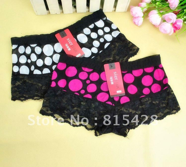 Panty transparent gauze dot boxer panties student panties 3382