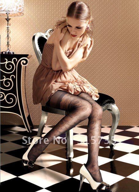 Pantyhose,Silk stocking,Sexy jacquard stockings,20D rose pattern ultra-thin bibulous,Hot sale,Free shipping