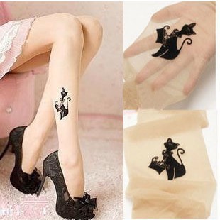 Pantyhose summer thin cat tattoo panty Stockings Pantyhose female stockings wholesale