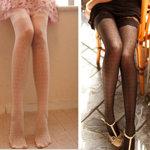 pantyhose ultra-thin models black / white sexy retro lace thigh stockings Polka Dot Retro socks bottoming socks free shipping
