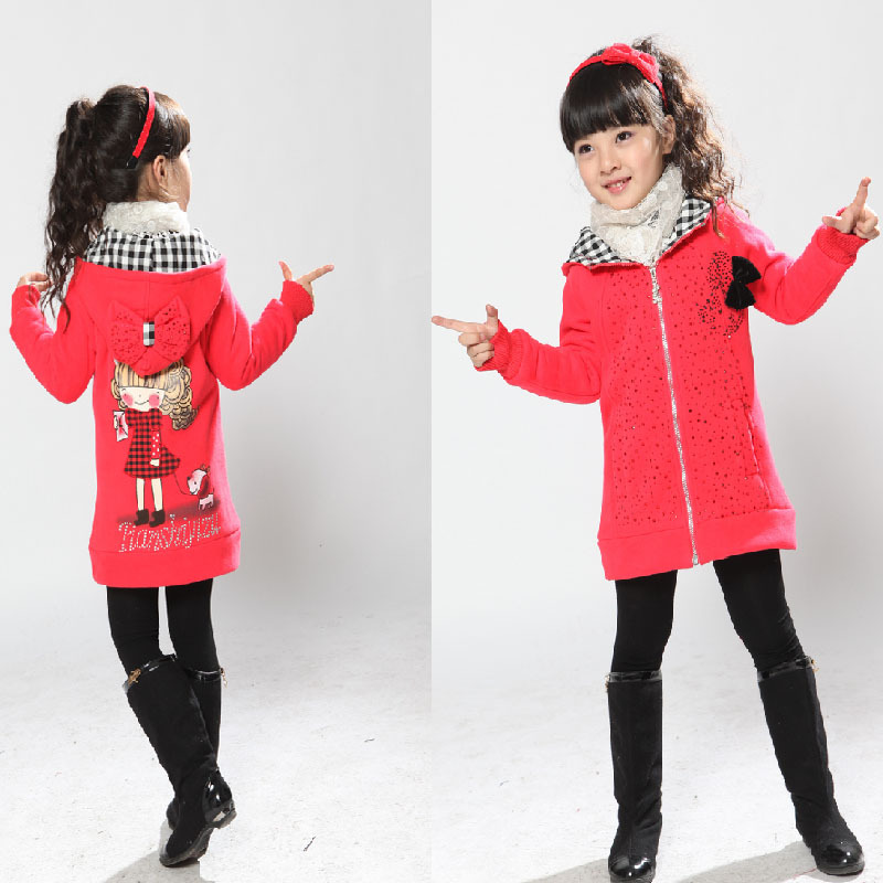 Panxiuyi children's clothing child trench zipper sweater thickening little girl outerwear female child outerwear autumn