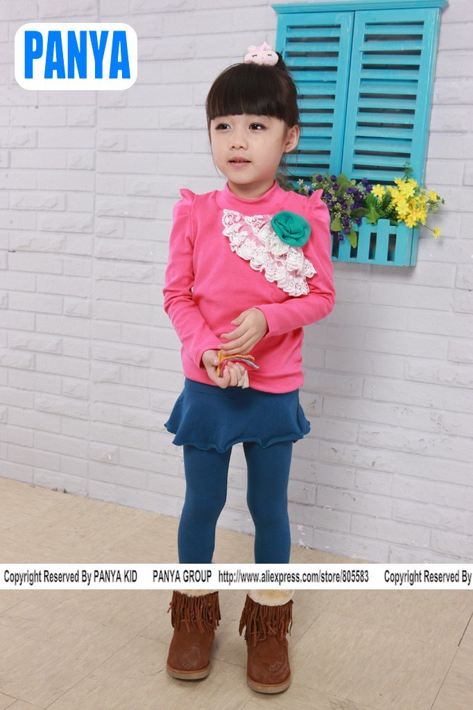 PANYA CP01 2013 new girls lace shirt flower lady shirt  baby wear kids t shirt children's clothing retail free shipping