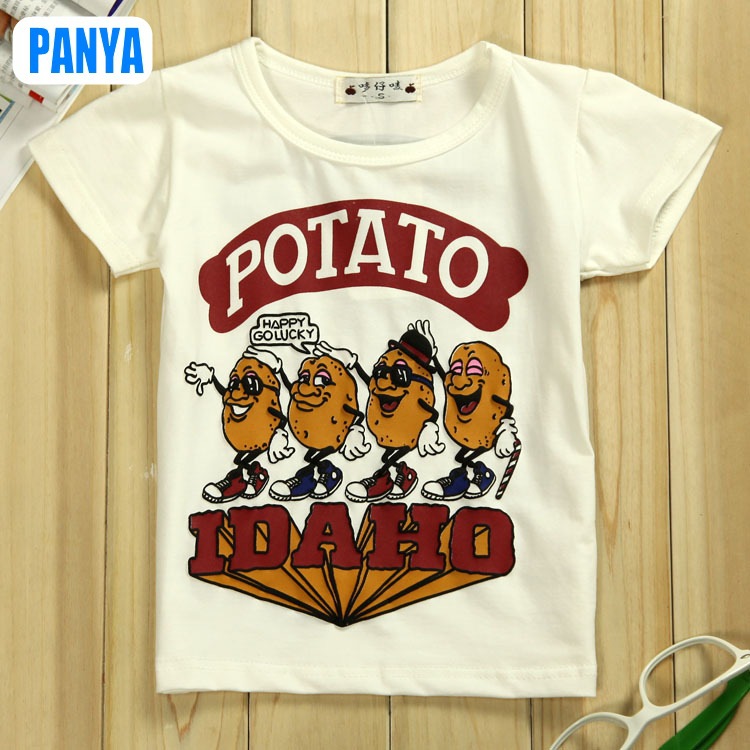 PANYA SDC0 2013 Summer new fashion baby cotton shirt cute 4 potato printed t shirt for boy girls children clothing kids clothes