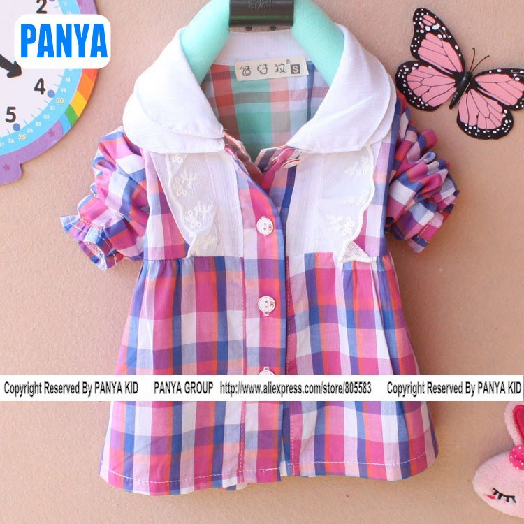 PANYA TT120 2013 spring girls plaid shirt children outwear long sleeve cartton shirt for girl baby kids clothing free shipping