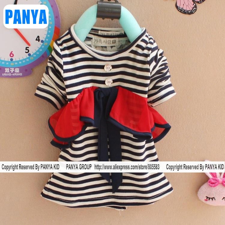 PANYA TT84 2013 spring girls dress long sleeve baby princess chiffon striped dress kids clothes children clothing free shipping