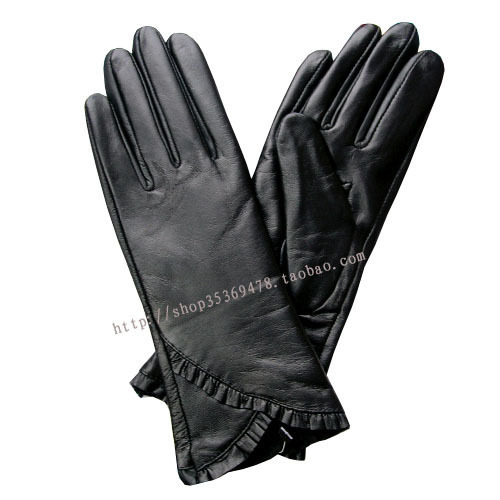 Paragraph genuine leather high quality suede gloves soft plush laciness thermal liner