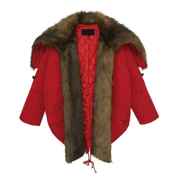 Partysu cape fur cloak dovetail cotton-padded jacket suede collar wadded jacket overcoat outerwear sty