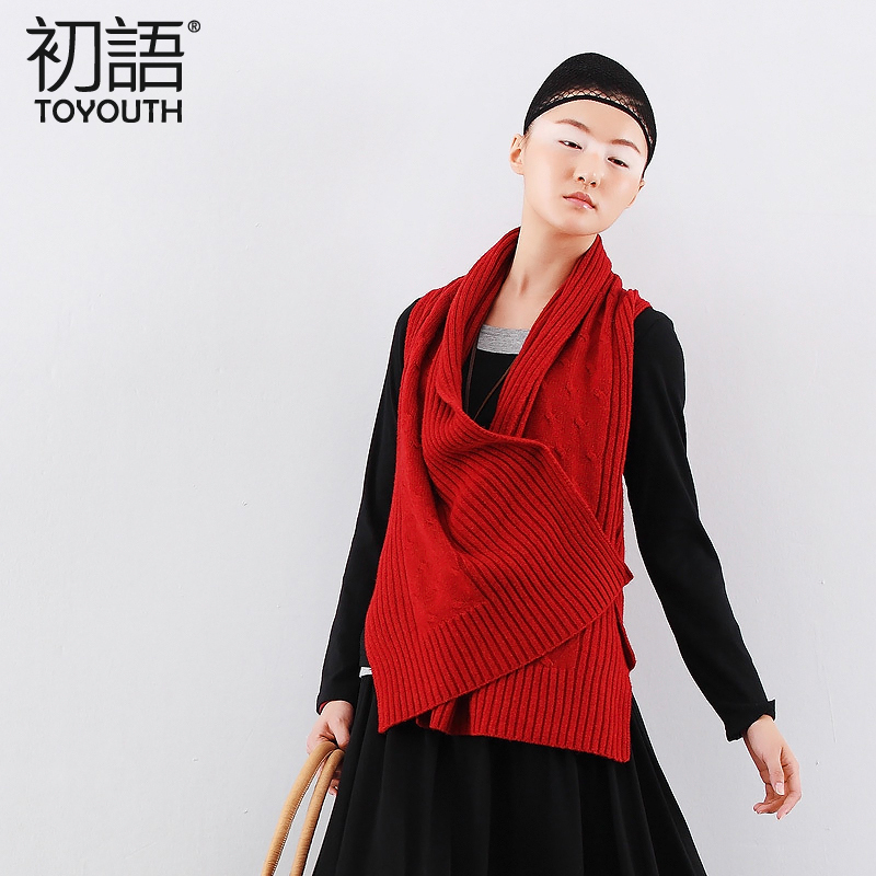 Patchwork asymmetrical sweater cape coat thickening thermal sweater female