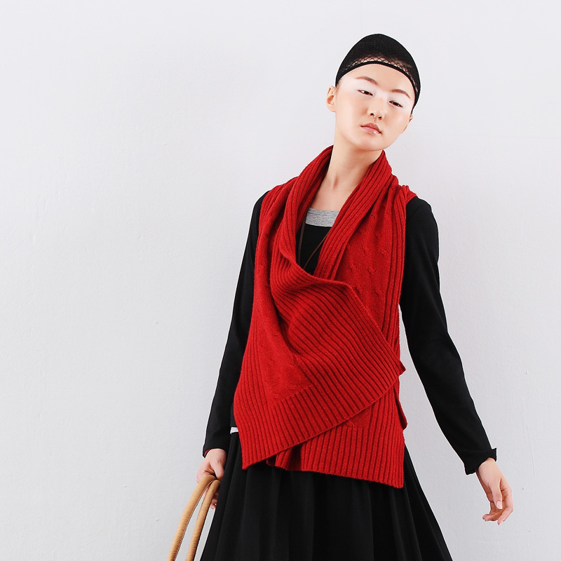 Patchwork asymmetrical sweater cape coat thickening thermal sweater female