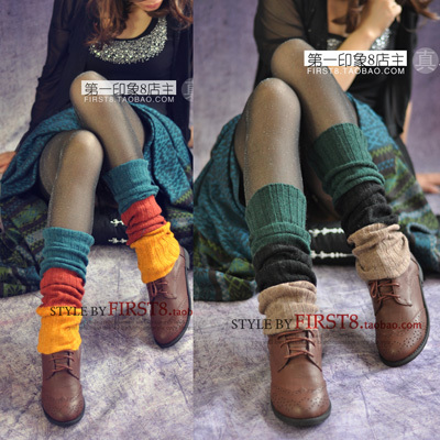 Patchwork loose rabbit cashmere ankle sock biscuits consequently piles of socks boot covers leg cover female