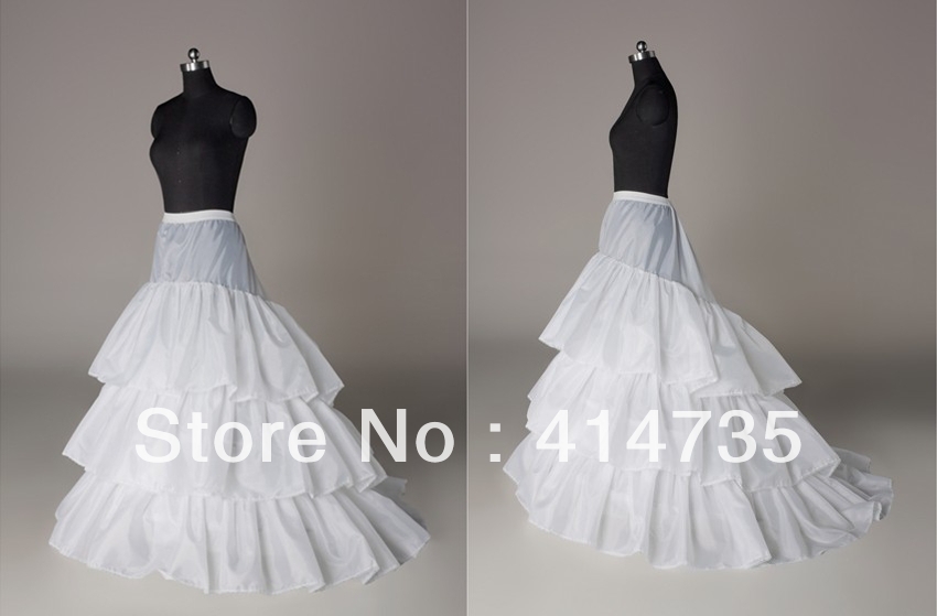 PE003 New Wholesale Or Retail Bridal Dresses Petticoat Ball Gown 3 Layers White Wedding Gown Train Petticoats Underskirt
