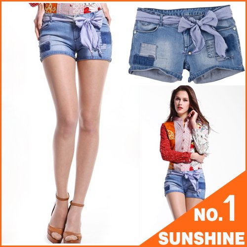 PEACEBIRD/Free Shipping/Patch -style/ladies shorts/ 2012 Summer/New Arrivals/ jeans/ women/ DK03