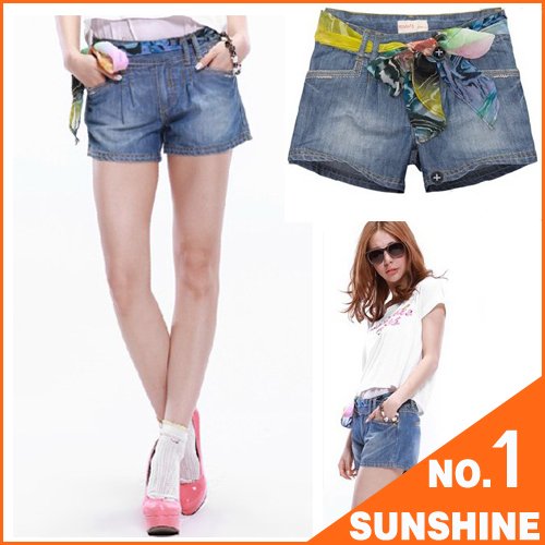 PEACEBIRD, ladies shorts, New Arrivals, jeans ,flower-printing, Free Shipping, DK01