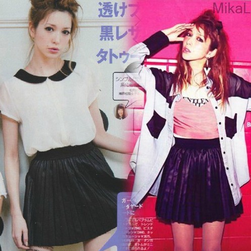 Peach black pleated PU faux leather skirt bust skirt elegant high waist leather skirt
