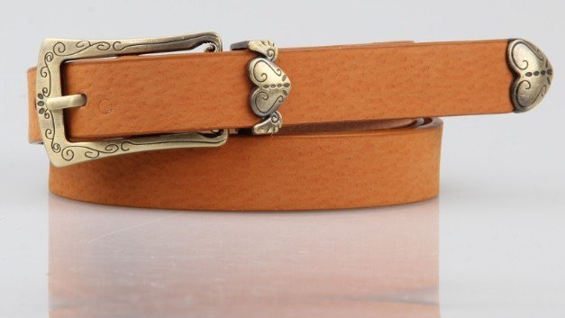 Peach heart vintage thin belt female style genuine leather women belt decoration belt