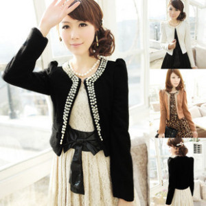 Pearl bubble long-sleeve short design outerwear 7090 free shipping