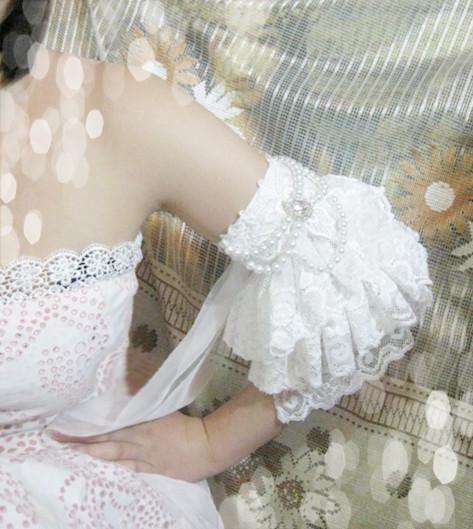 Pearl Crystal Lace bride tippet wedding dress armband yarn armlet lace wristiest bridal accessories wedding 100% handmade