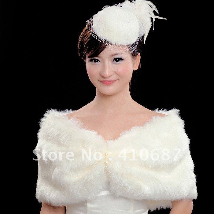 Pearl plush ivory wedding accessories bridal jackets