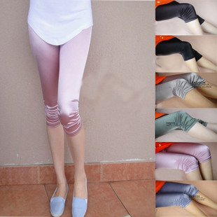 Pearl satin silk fashion legging female cool capris trousers