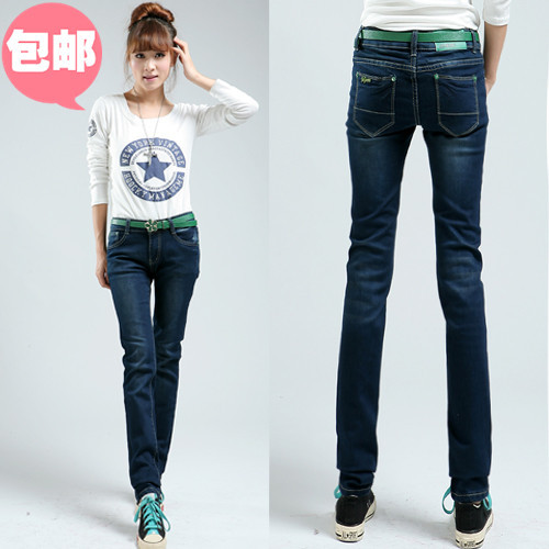 Pencil pants elastic plus size jeans skinny pants female trousers 2012