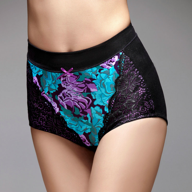 peony print lace drawing butt-lifting short plastic pants panties shaping waist lift up hip and contract abdominal region