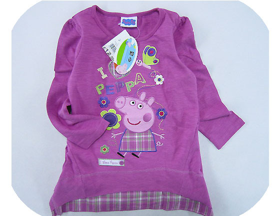 PEPPA PIG children girl long sleeve shirt kids autumn blouse special bottom 1-6years