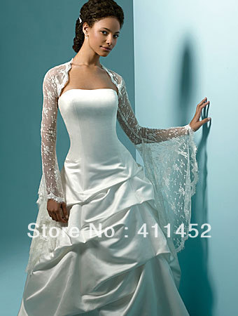 Perfact ! White long-sleeve lace bride's wedding jacket /bolero (Match dress or gown )--002