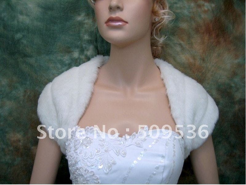perfect Off-White faux fur bridal shrug bolero wrap FS001 small
