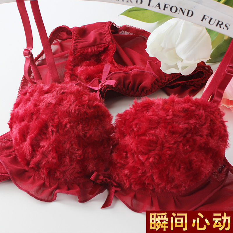 Perfect rose accept supernumerary breast push up red ceremonized sexy bra underwear set
