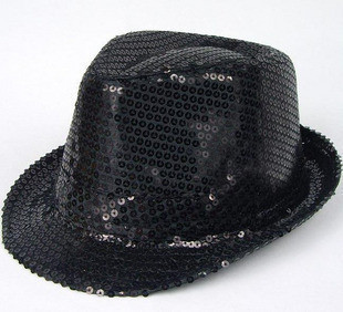 Performance cap sequin paillette hat jazz cap paillette small fedoras male women's hat