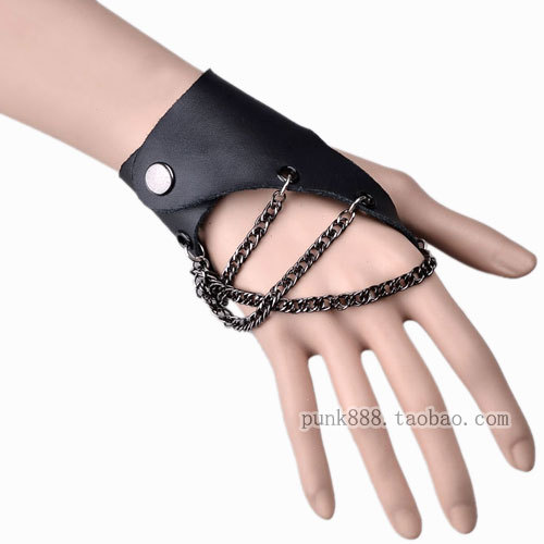 Performance gloves Non-mainstream Leather gloves Black men and women gloves Fireboats gloves punk Semi-finger
