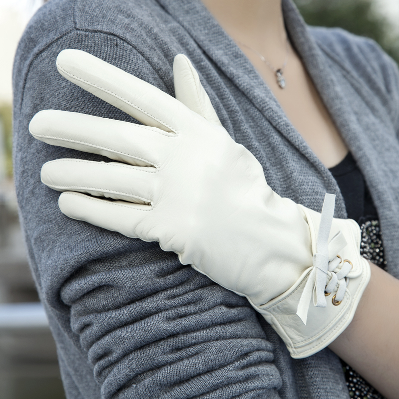 Pernycess Leather gloves female sheepskin winter autumn and winter thermal genuine leather sheepskin gloves w-63