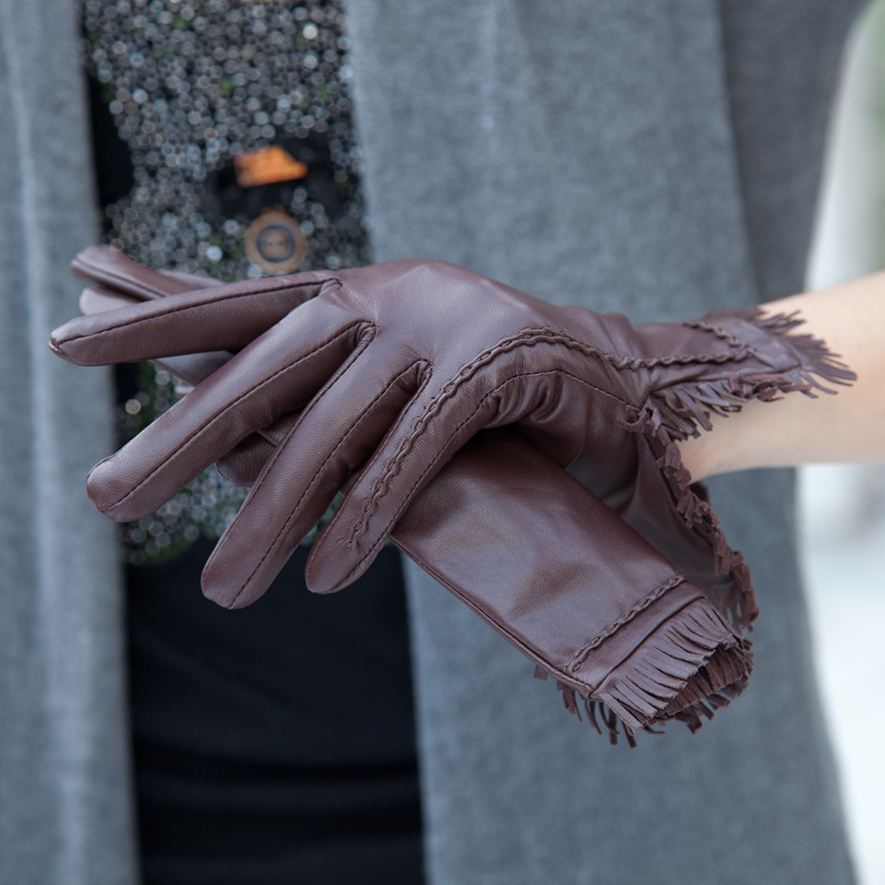 Pernycess Leather gloves women's sheepskin genuine leather gloves female winter sheepskin gloves w-37