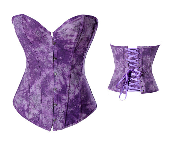 Perple Jeans Corset Bustier Boned Lace Up Showgirl Bodyshaper Burlesque Dropship S-2XL