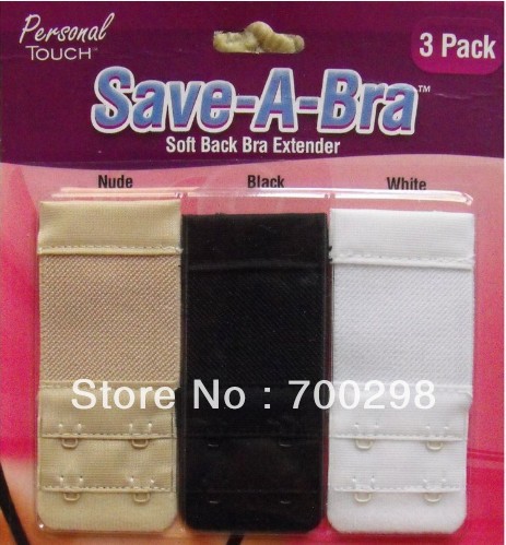 Personal Touch Save-A-Bra soft Back Bra Extender Attaches Easily To Any Bra 100sets (1 set=3pcs), Free Shipping